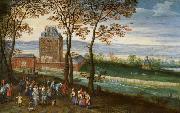 Jan Brueghel Schloss Mariemont mit Erzherzog Albrecht und Isabella oil painting